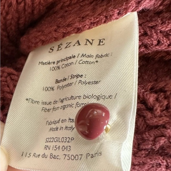 Sezane Beryl Cable Knit Cardigan Sweater in Rosweood Womens M - Picture 9 of 10